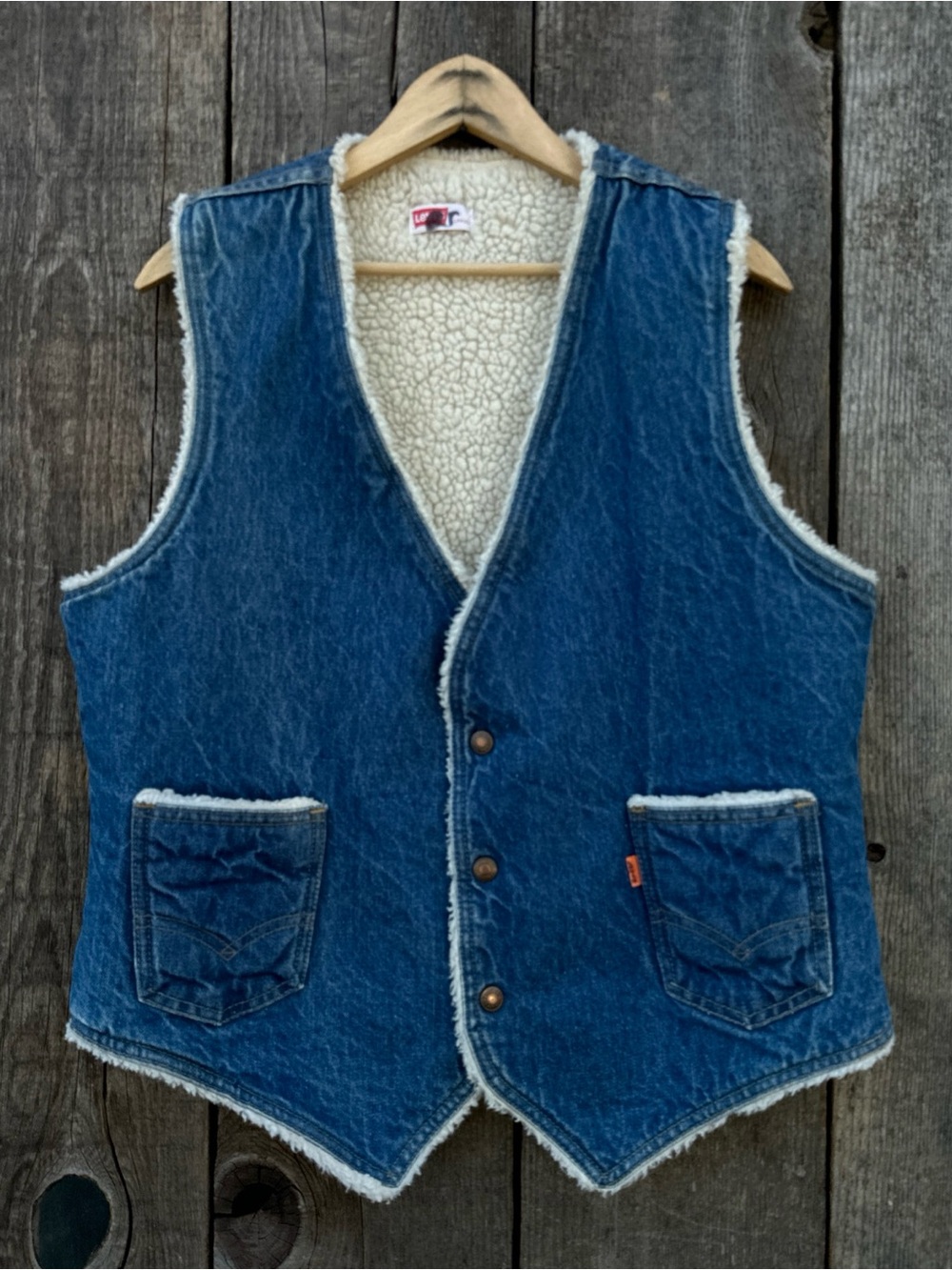 VTG 70s-80s Levi's Orange Tab Sherpa Lined Denim Vest Large